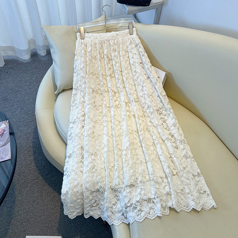French Cream Beige 3D Floral L - огляд і ціна Midi Skirt Floral